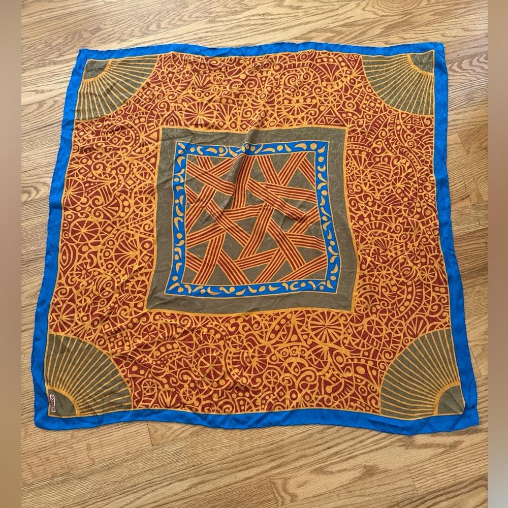 Rodier Vintage 100% silk scarf Abstract Design 24” square